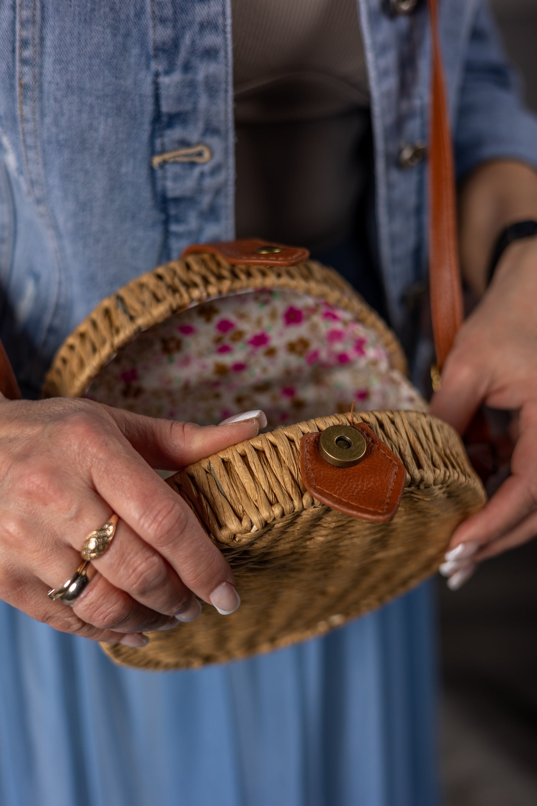 Circle Straw Handbag Mila Camel