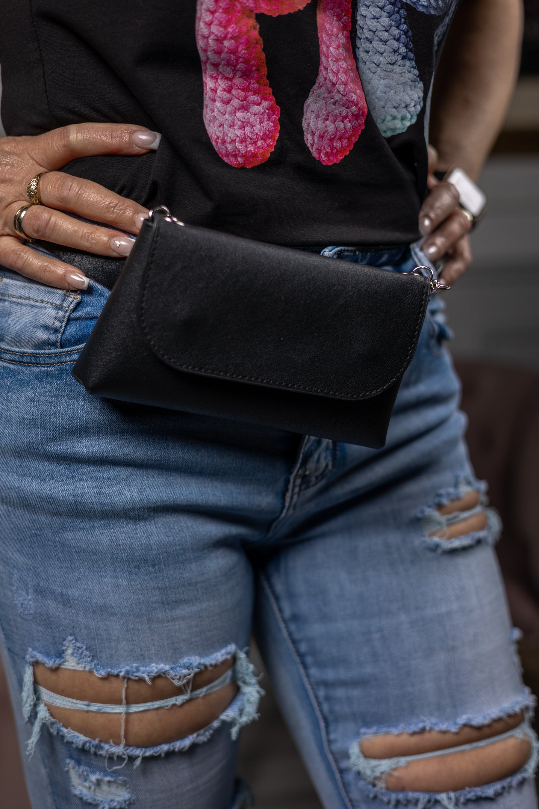 Envelope Style Bum Bag Bergamo Black