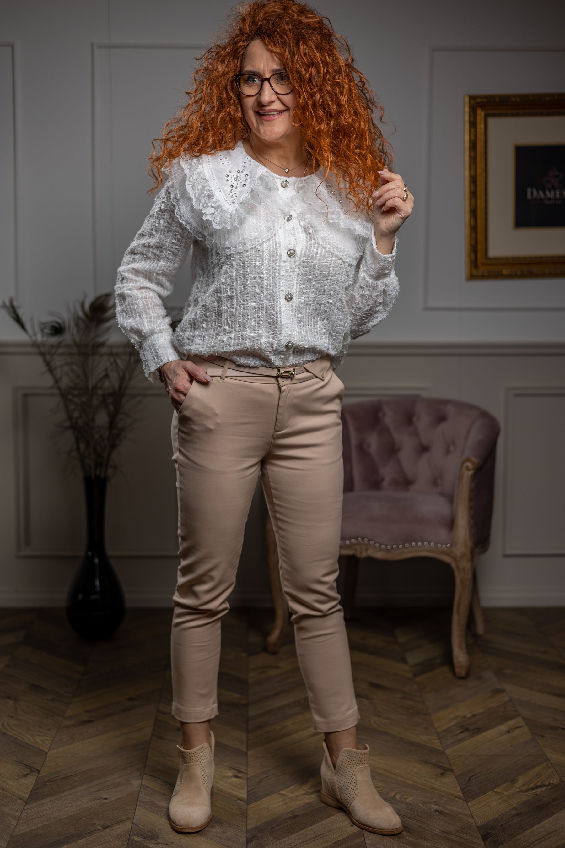 Frill Layered Collar Stylish Blouse Solano White