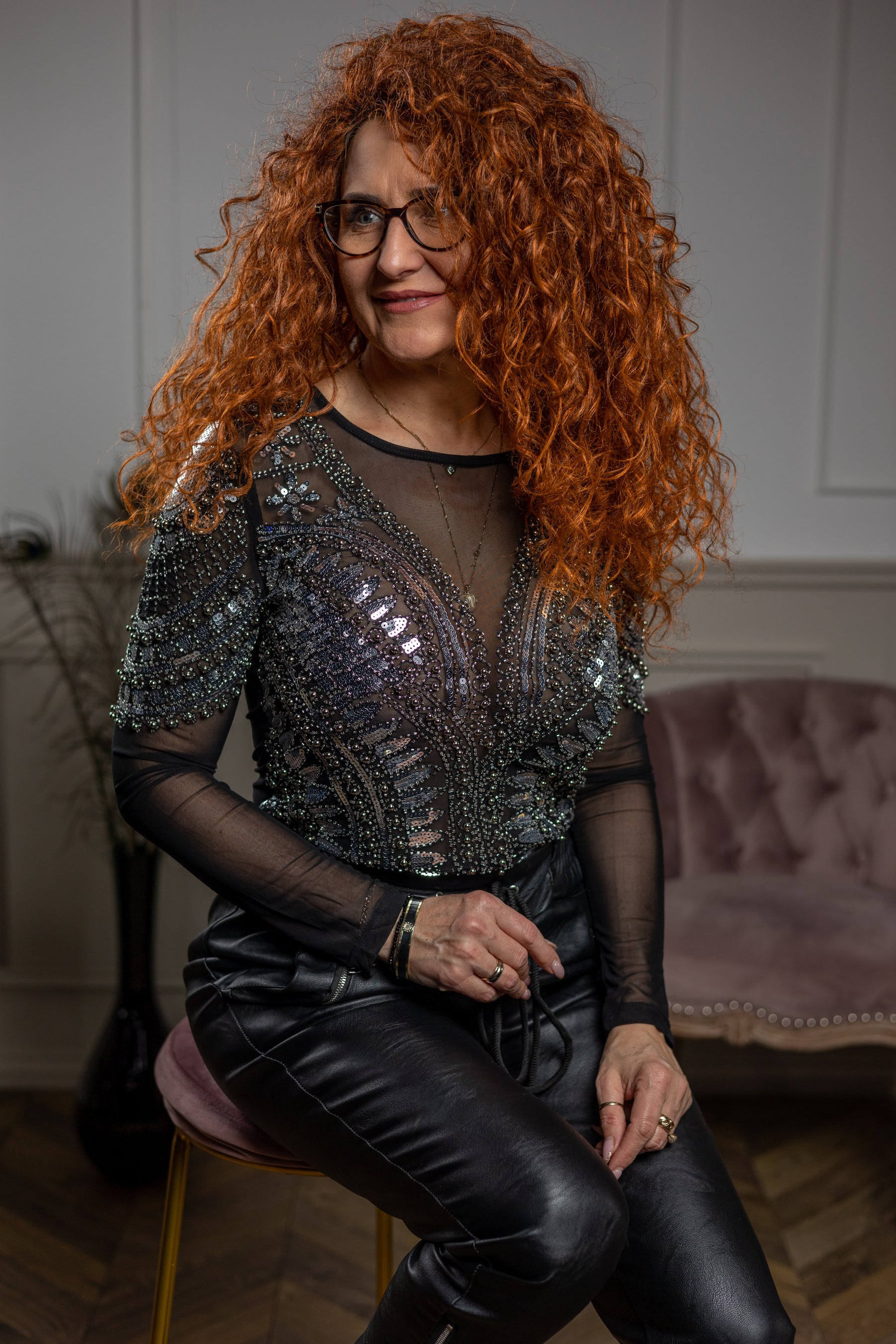 Luxury Mesh Sequin Bodysuit Venus Black