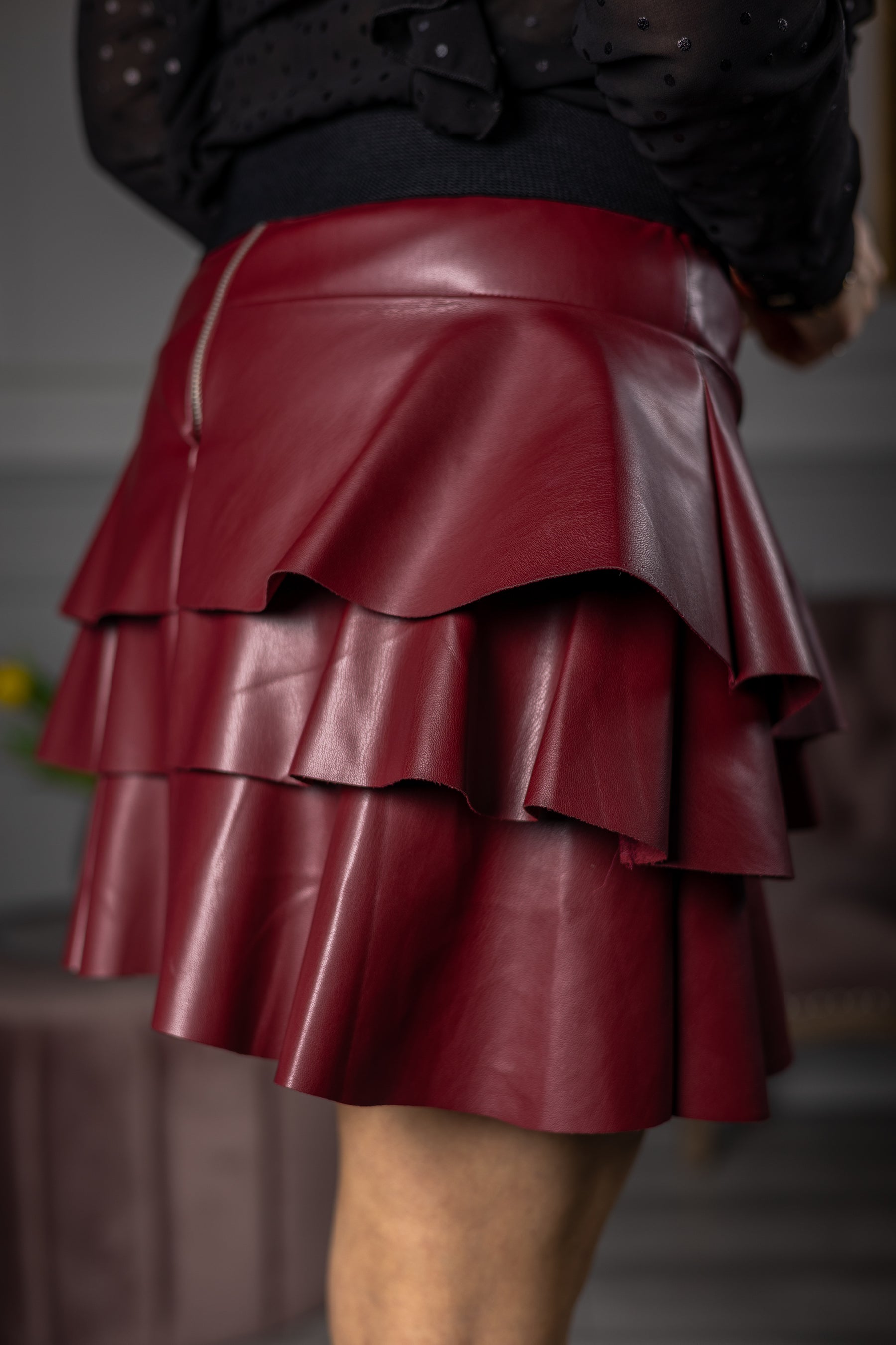 Faux Leather Mini Skirt Thelma Burgundy