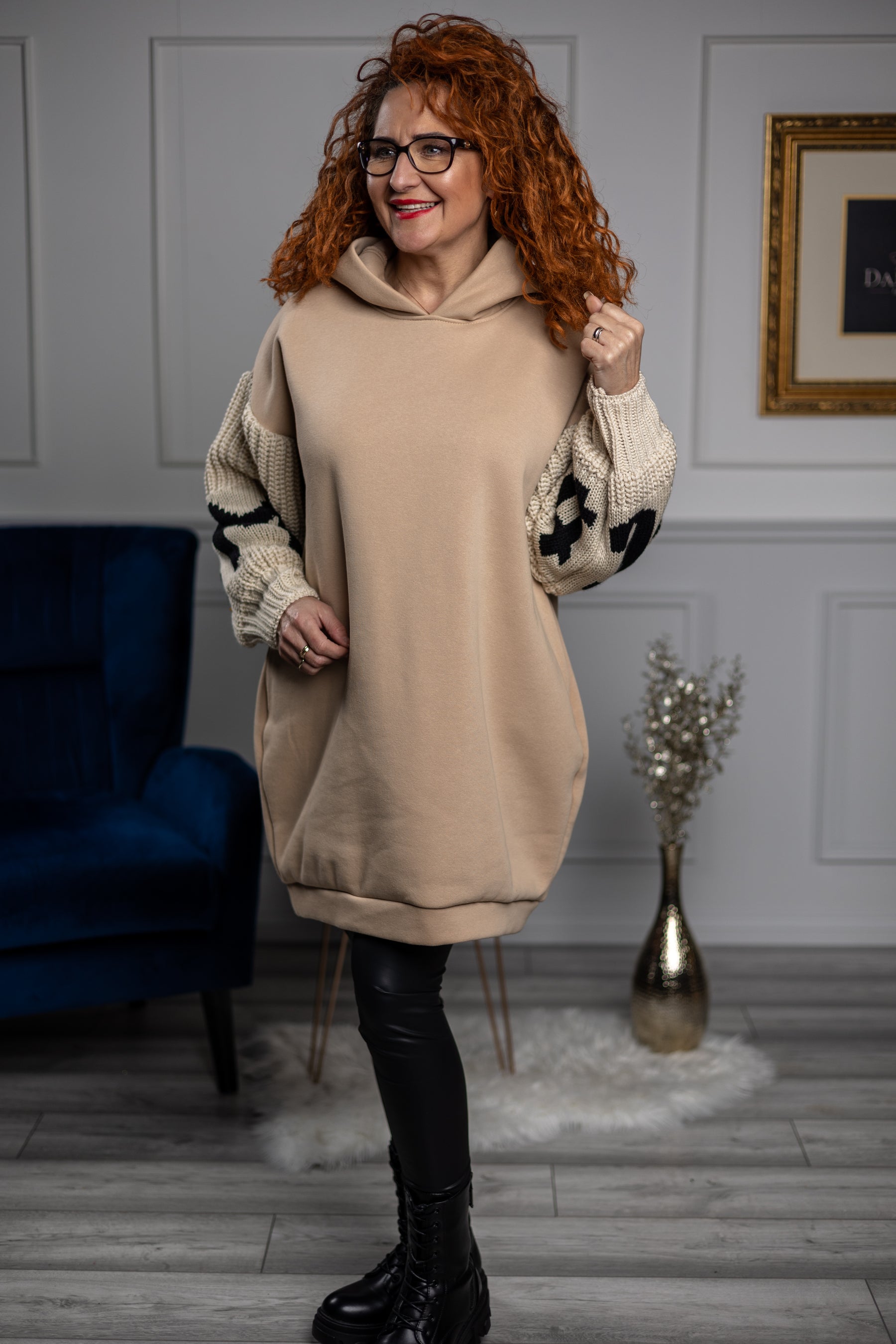 Sweater Sleeves Oversized Hoodie Nessa Camel