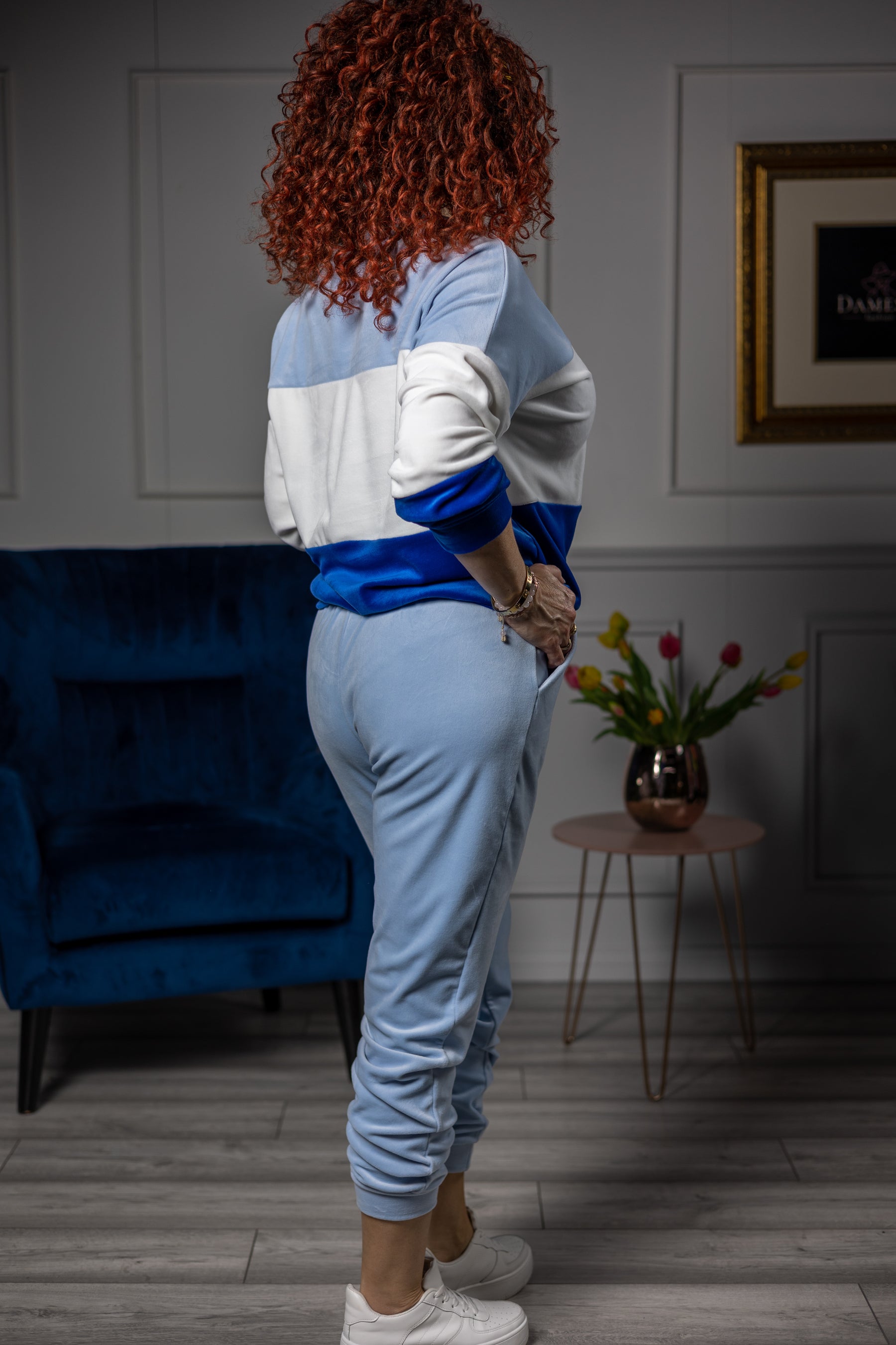 Velvet Material Tracksuit Roma Blue