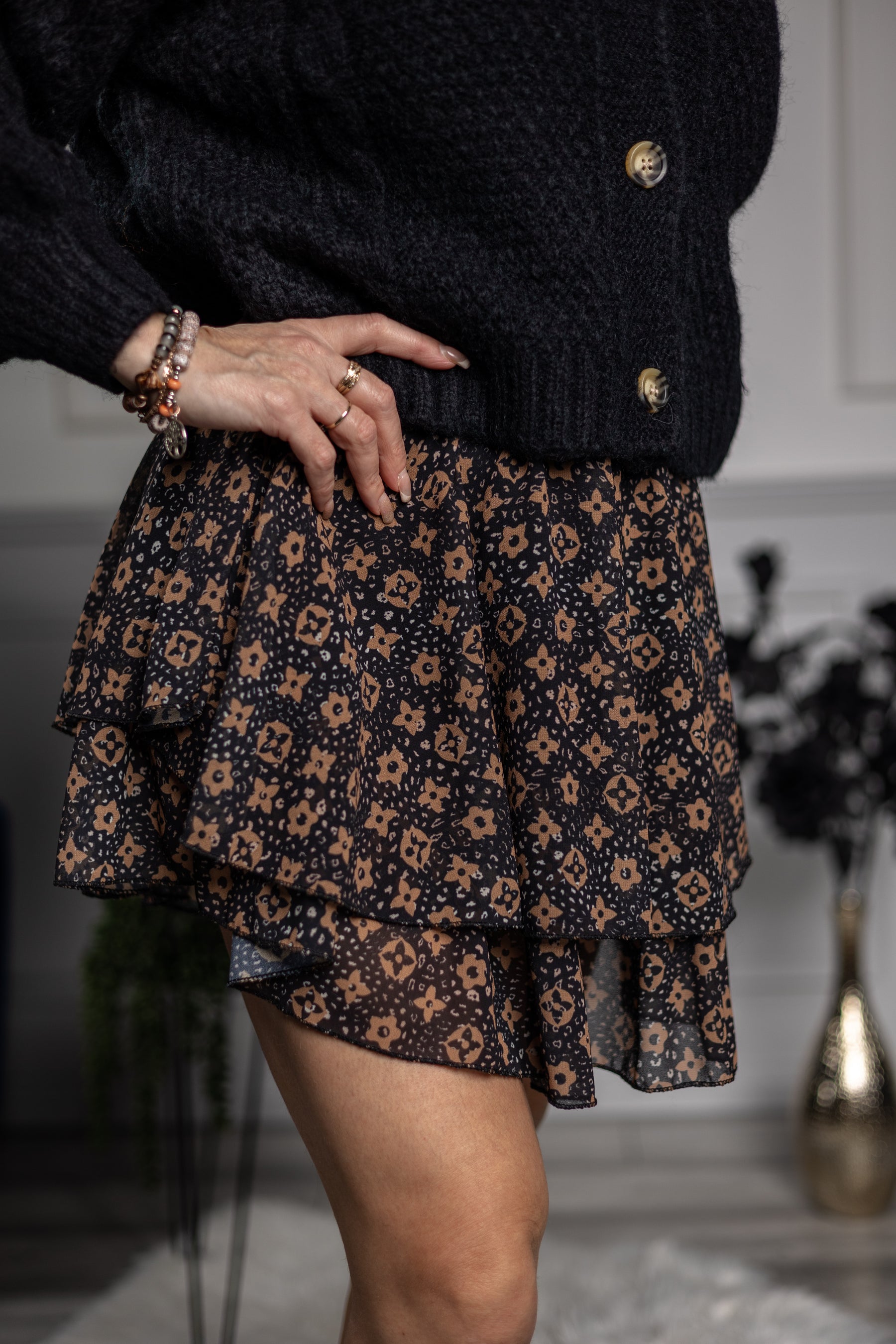 Tiered Mini Skirt Loui Black