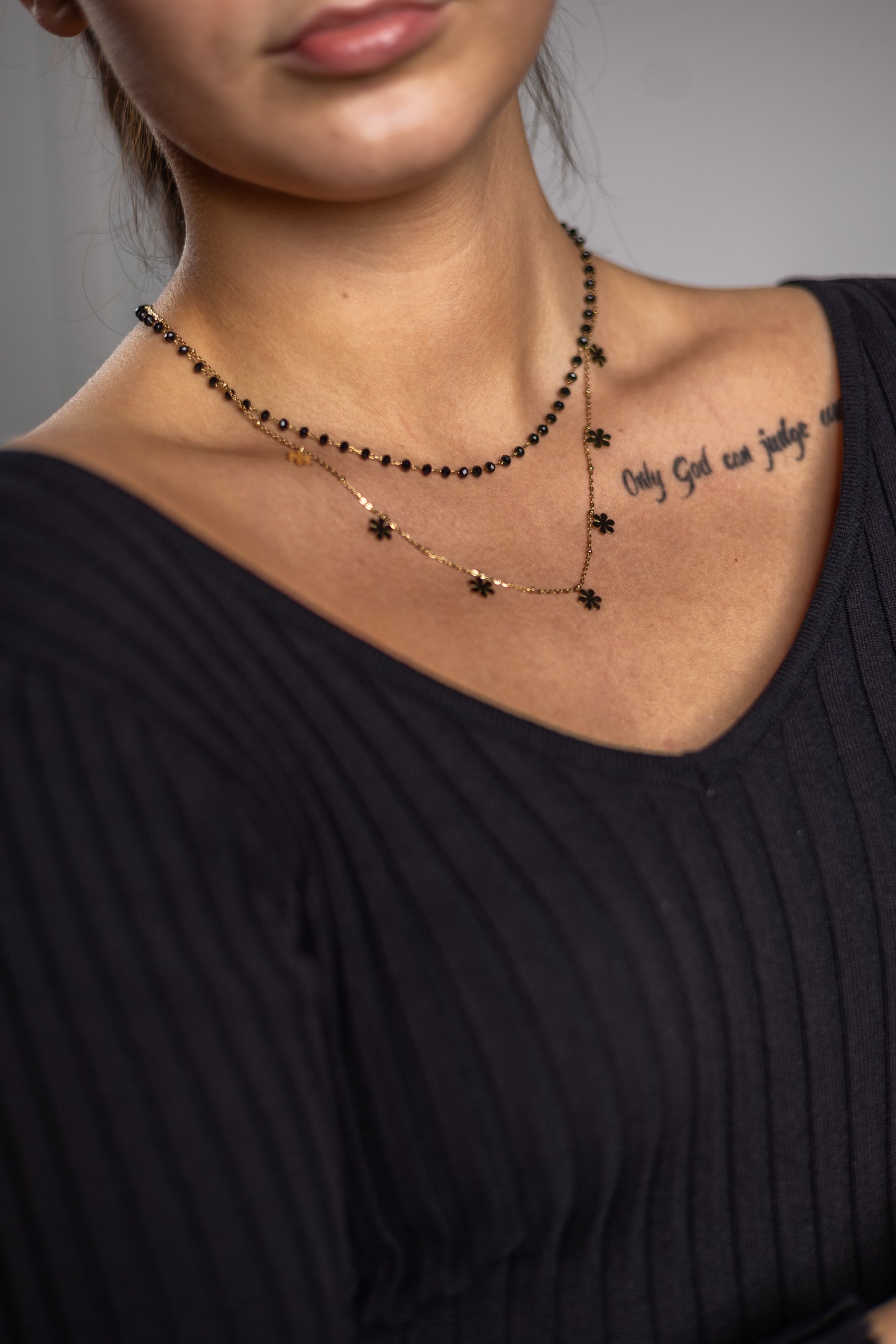 Unique Double Layered Necklace Flower