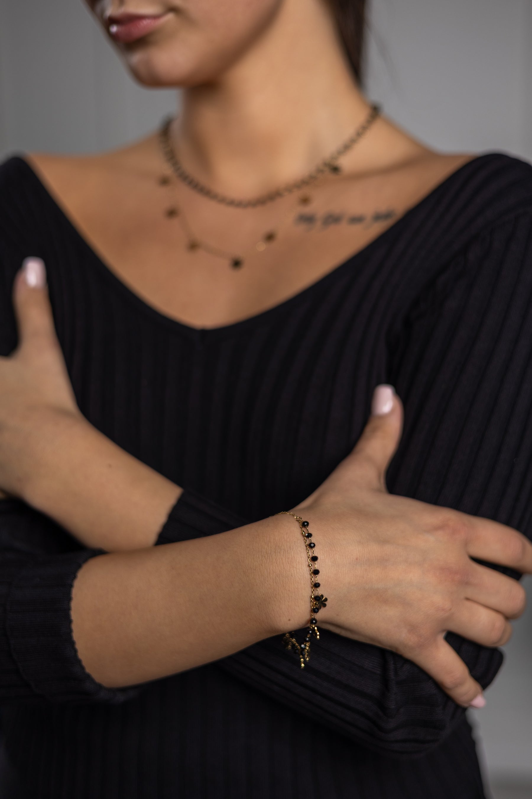 Unique Double Layered Necklace Flower