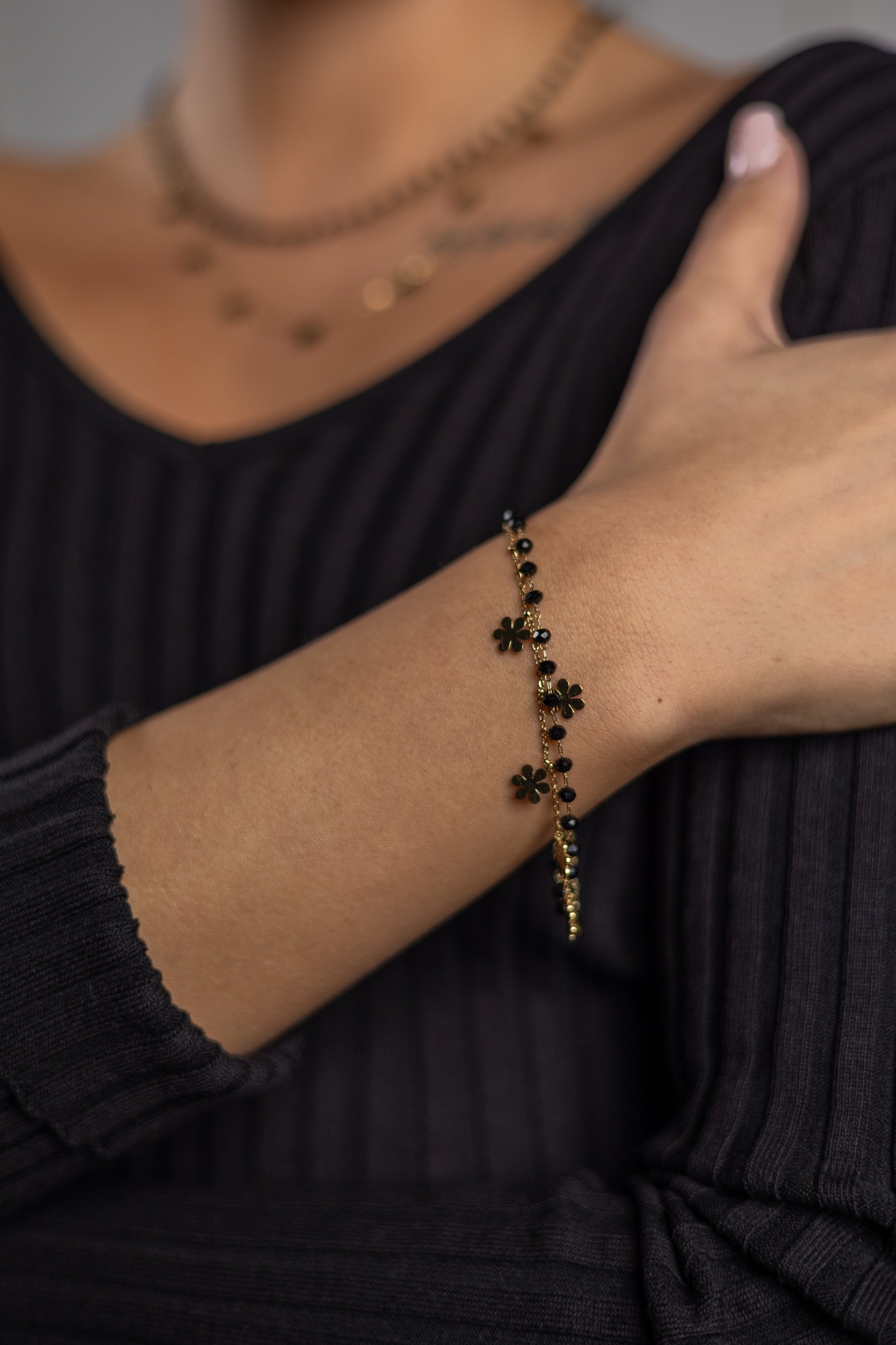 Unique Double Layered Bracelet Flower