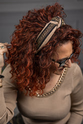 Velvet Fabric Chain Headband Alice Beige