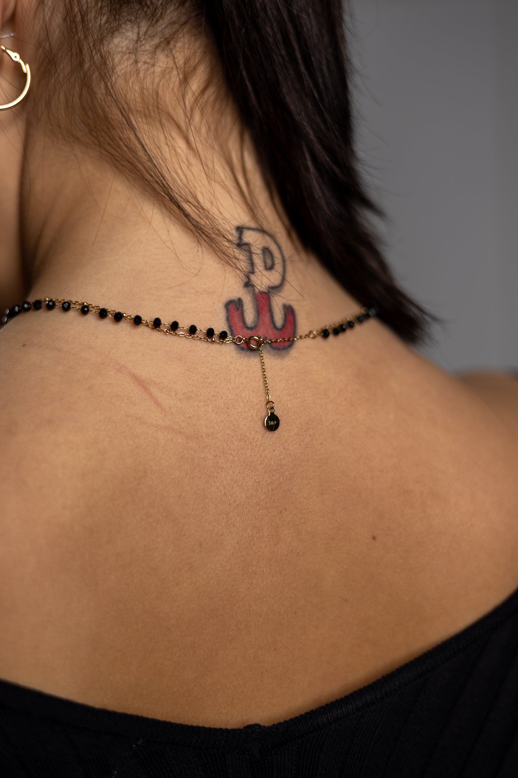 Layered Gold and Black Beed Necklace Cross ✨ ✨