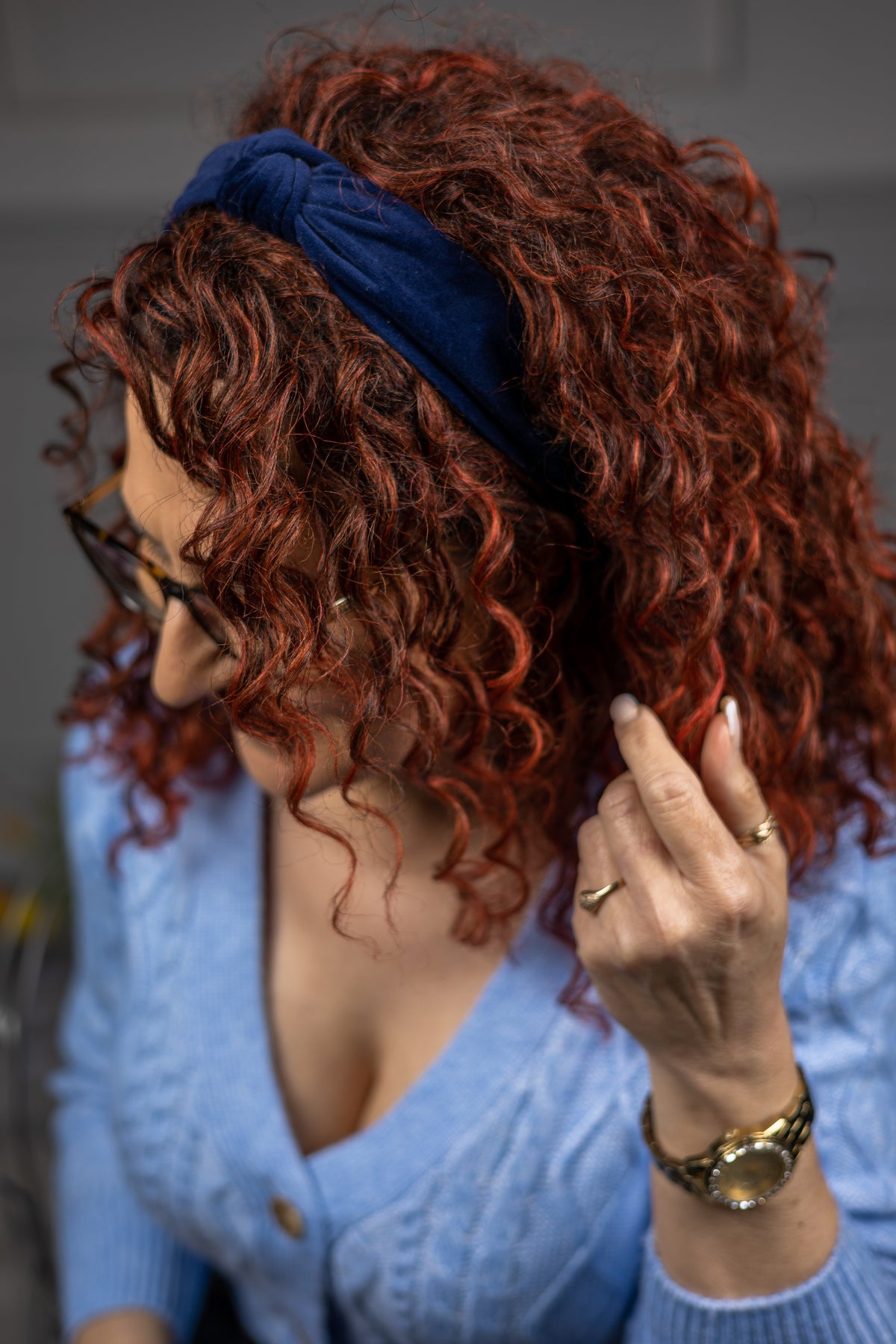Velvet Headband Lorna Blue