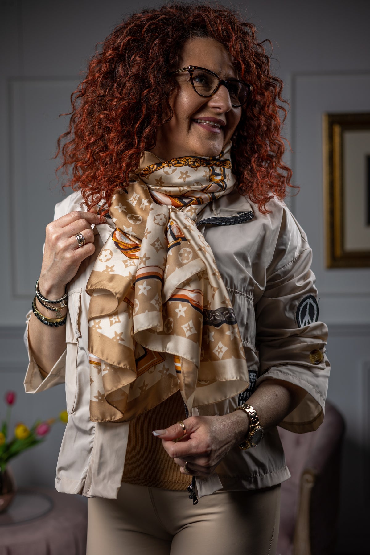 Silky Lightweight Scarf Ricco Nude