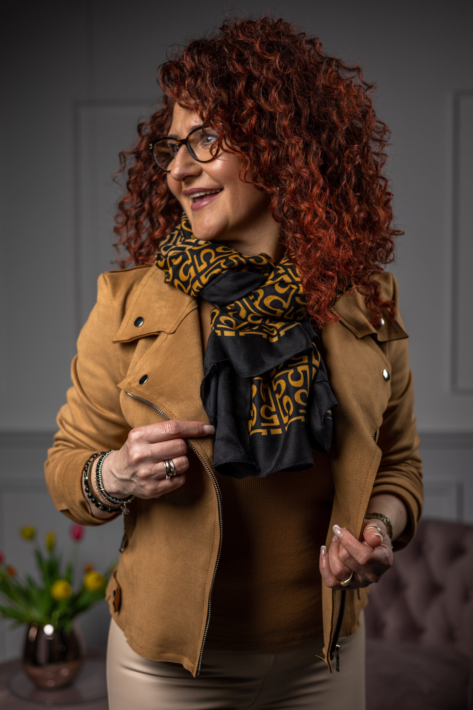 Lightweight Scarf Five Dark Orange