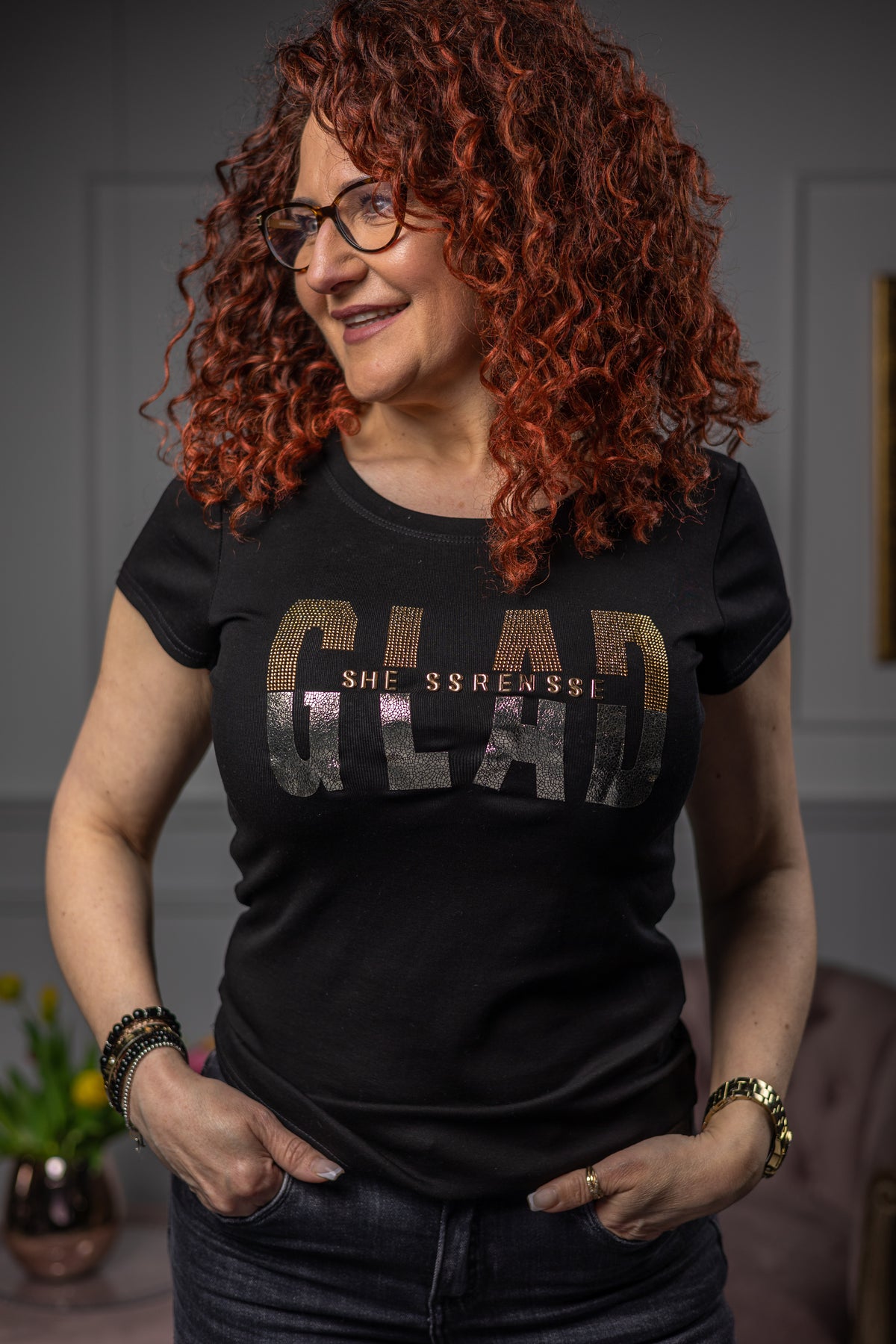 Fitted T-shirt Glad Black