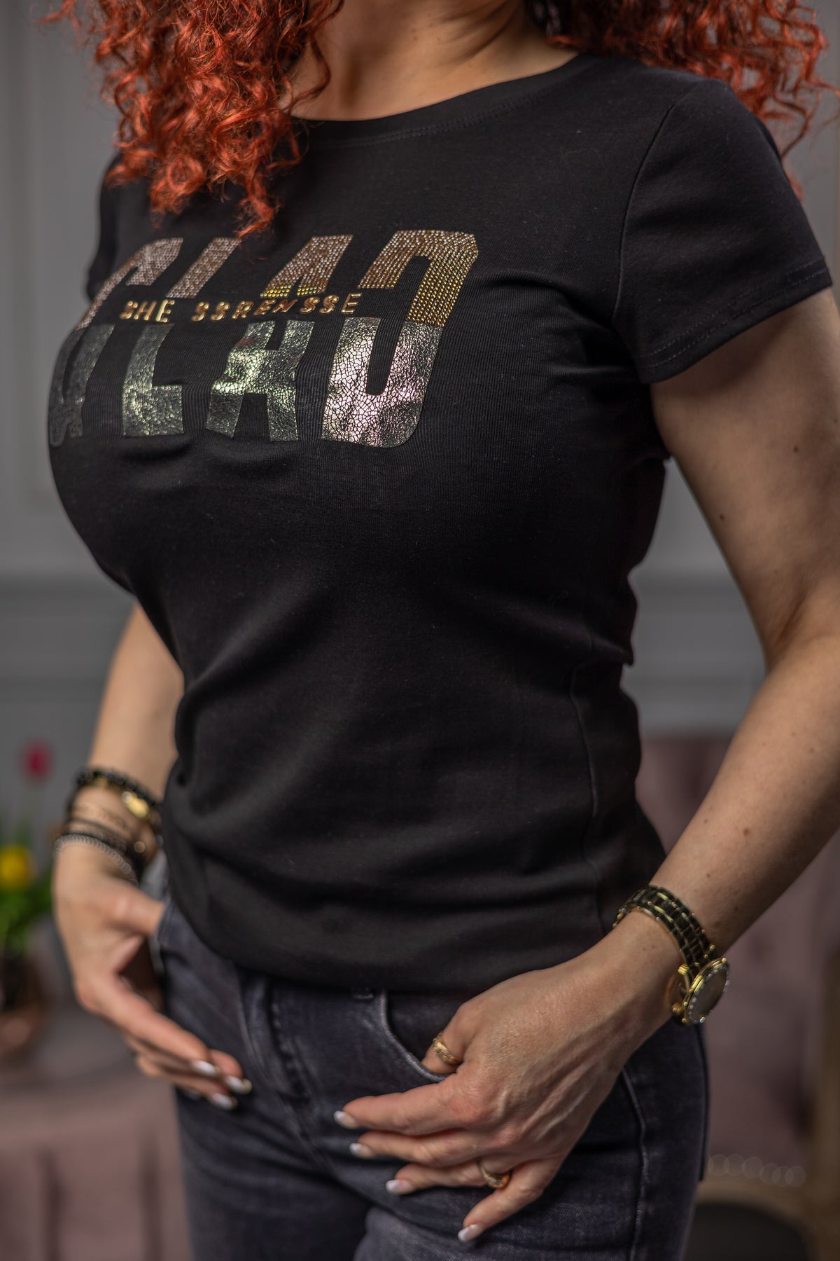 Fitted T-shirt Glad Black