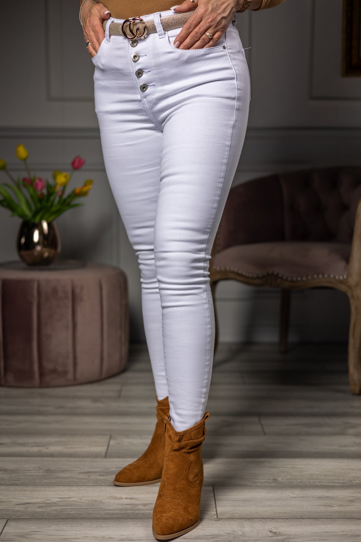 High Waist Jeans Seneo White