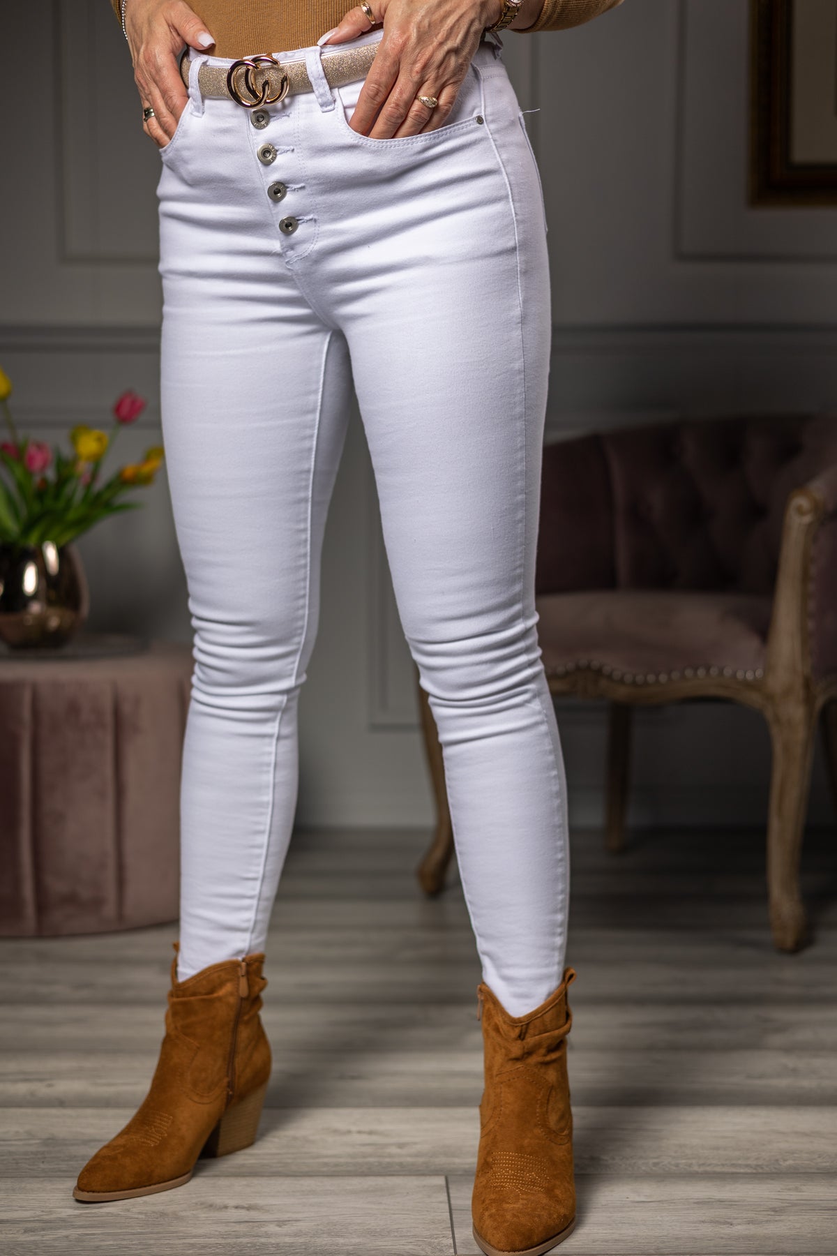 High Waist Jeans Seneo White