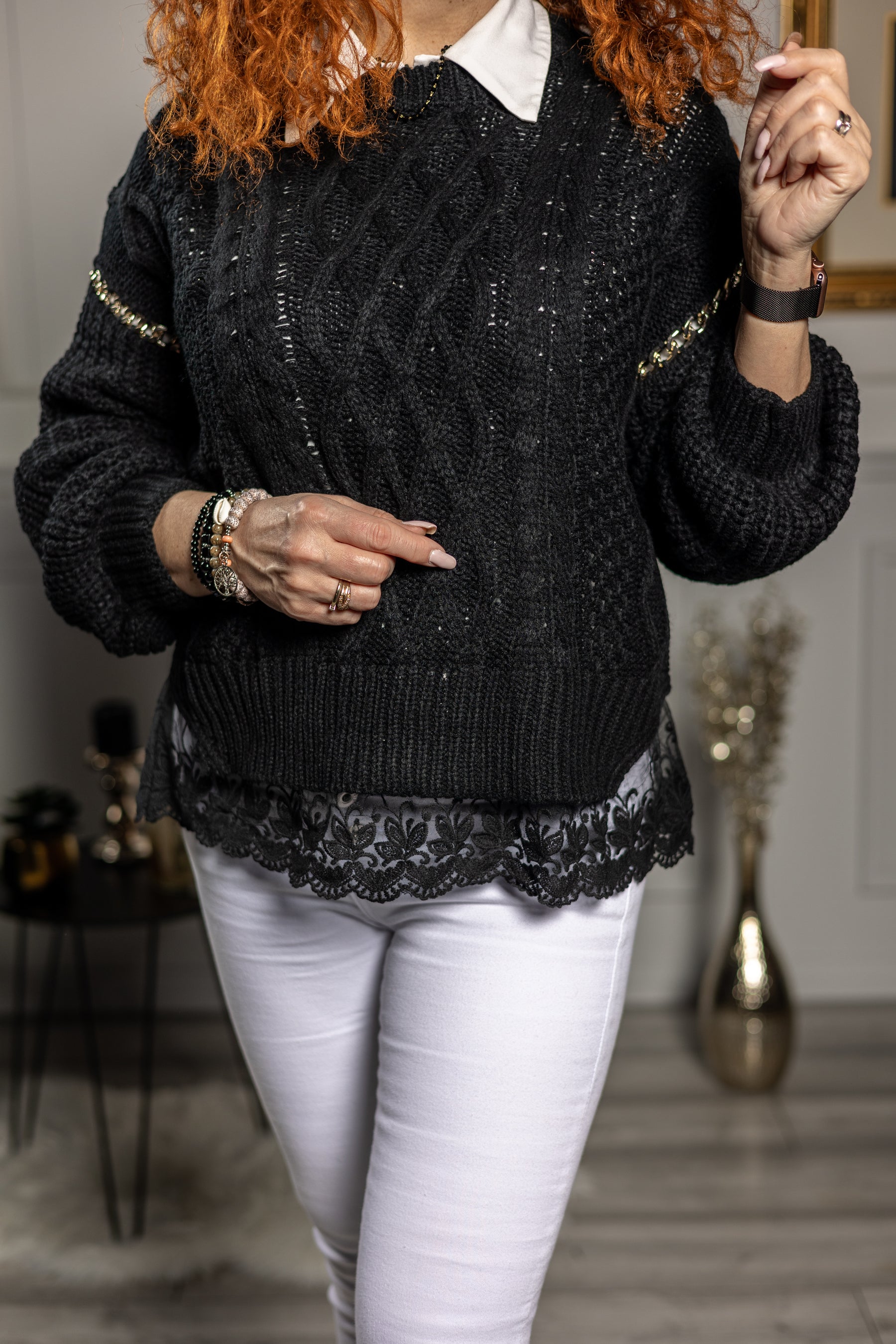 Chain Detail Jumper Chio Black