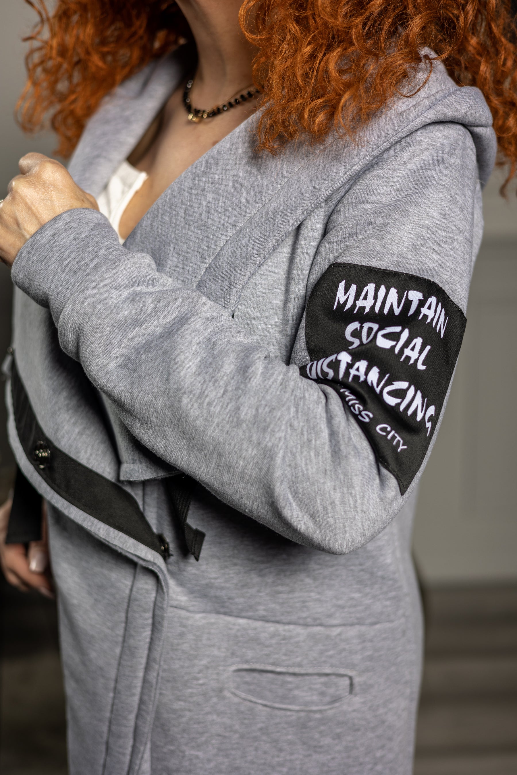 Longline Hooded Sweatshirt Cube Grey