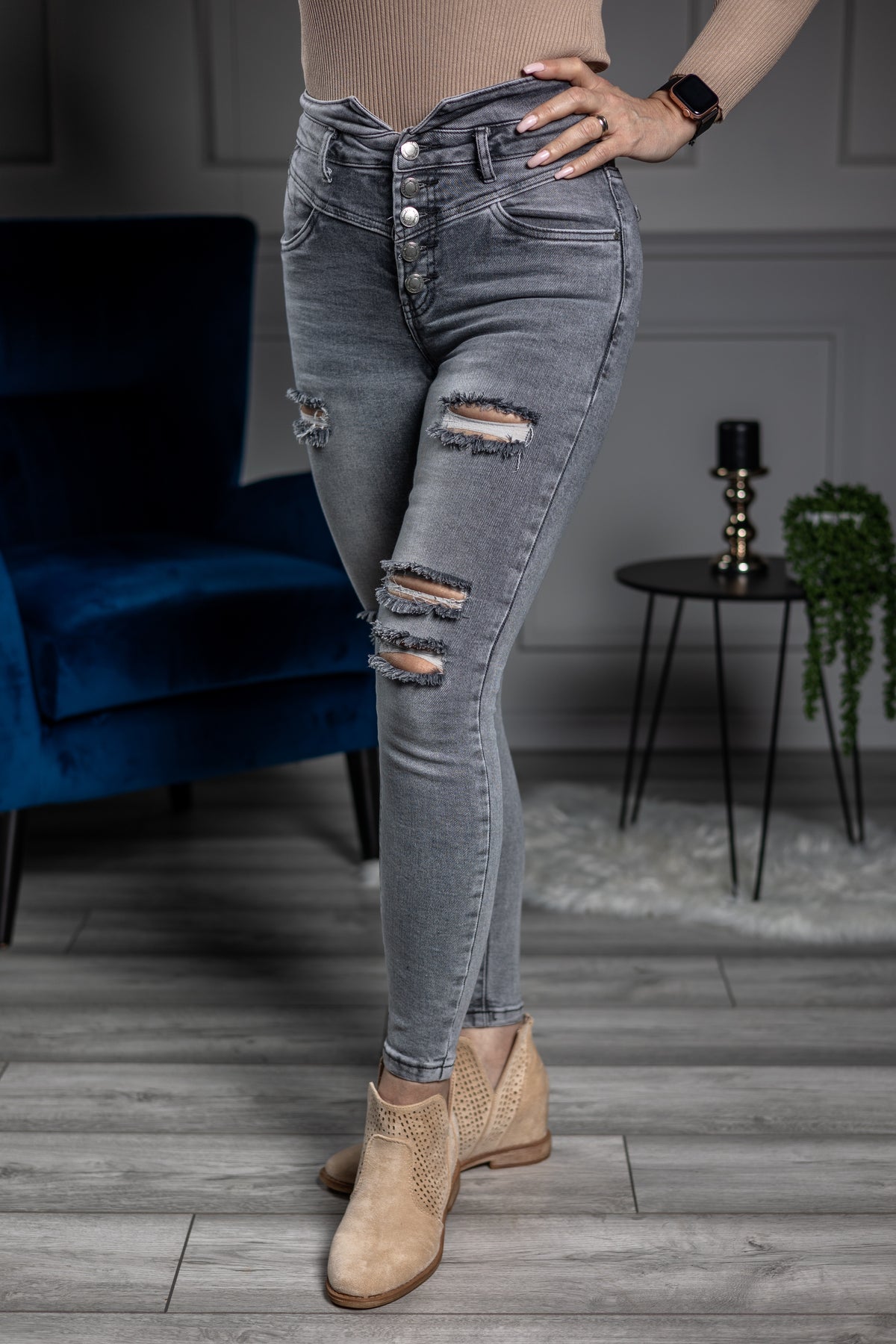 Ripped Stretchy Jeans Milano Grey