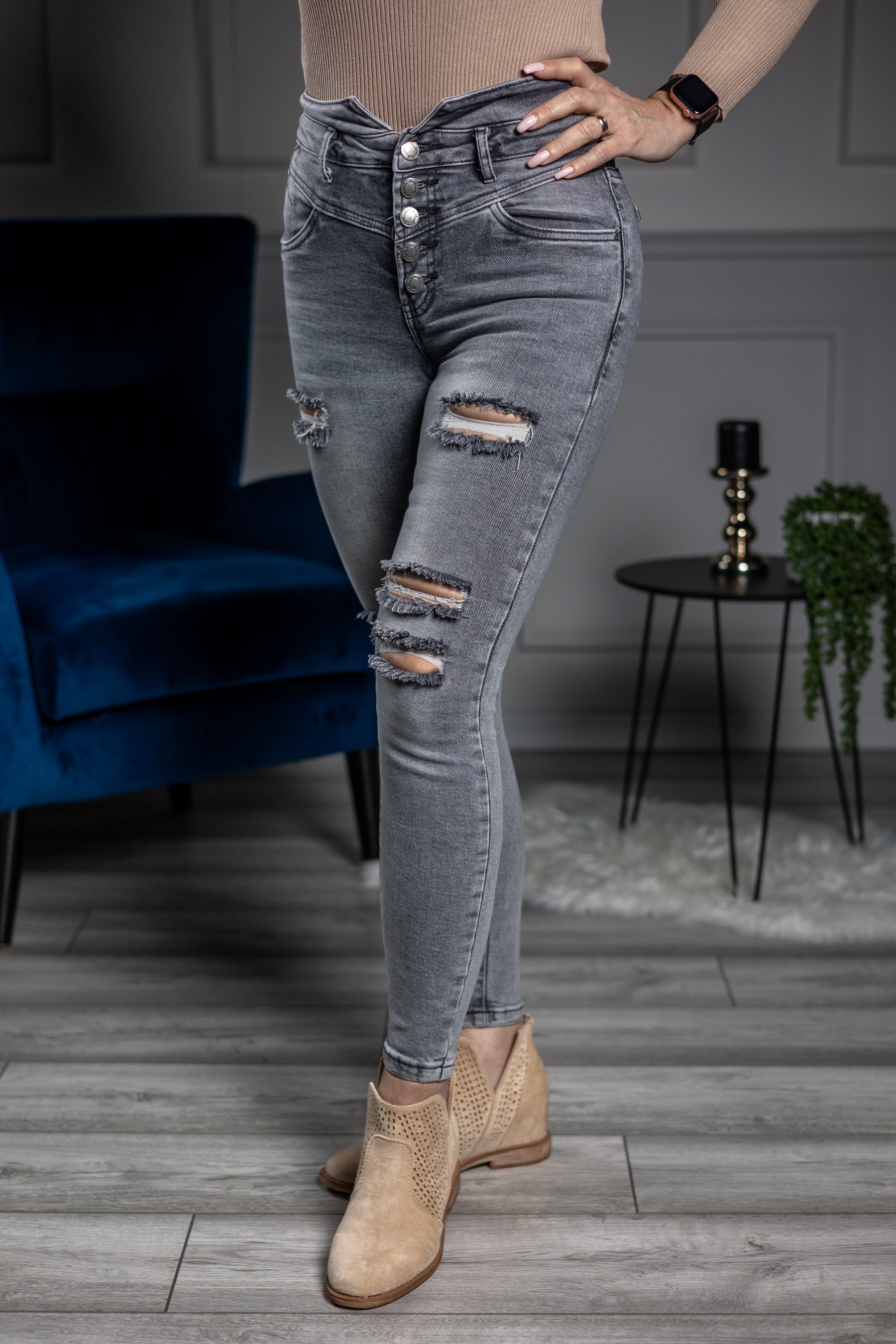 Ripped Stretchy Jeans Milano Grey