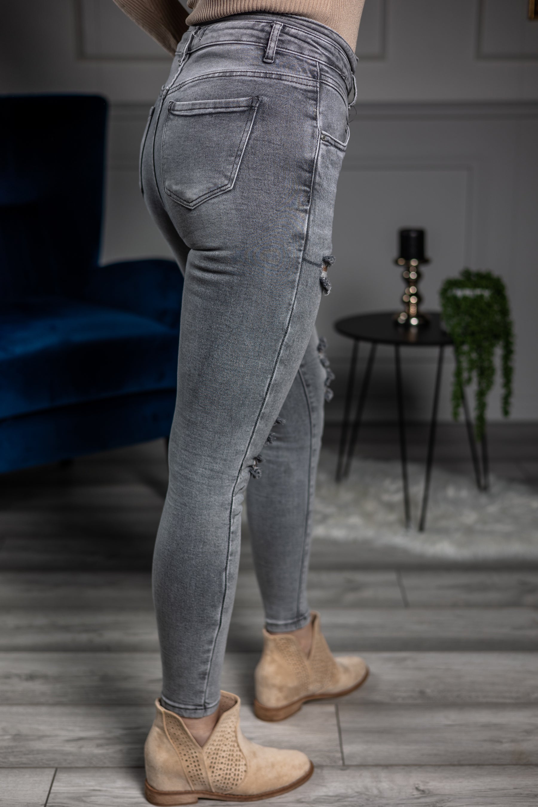 Ripped Stretchy Jeans Milano Grey