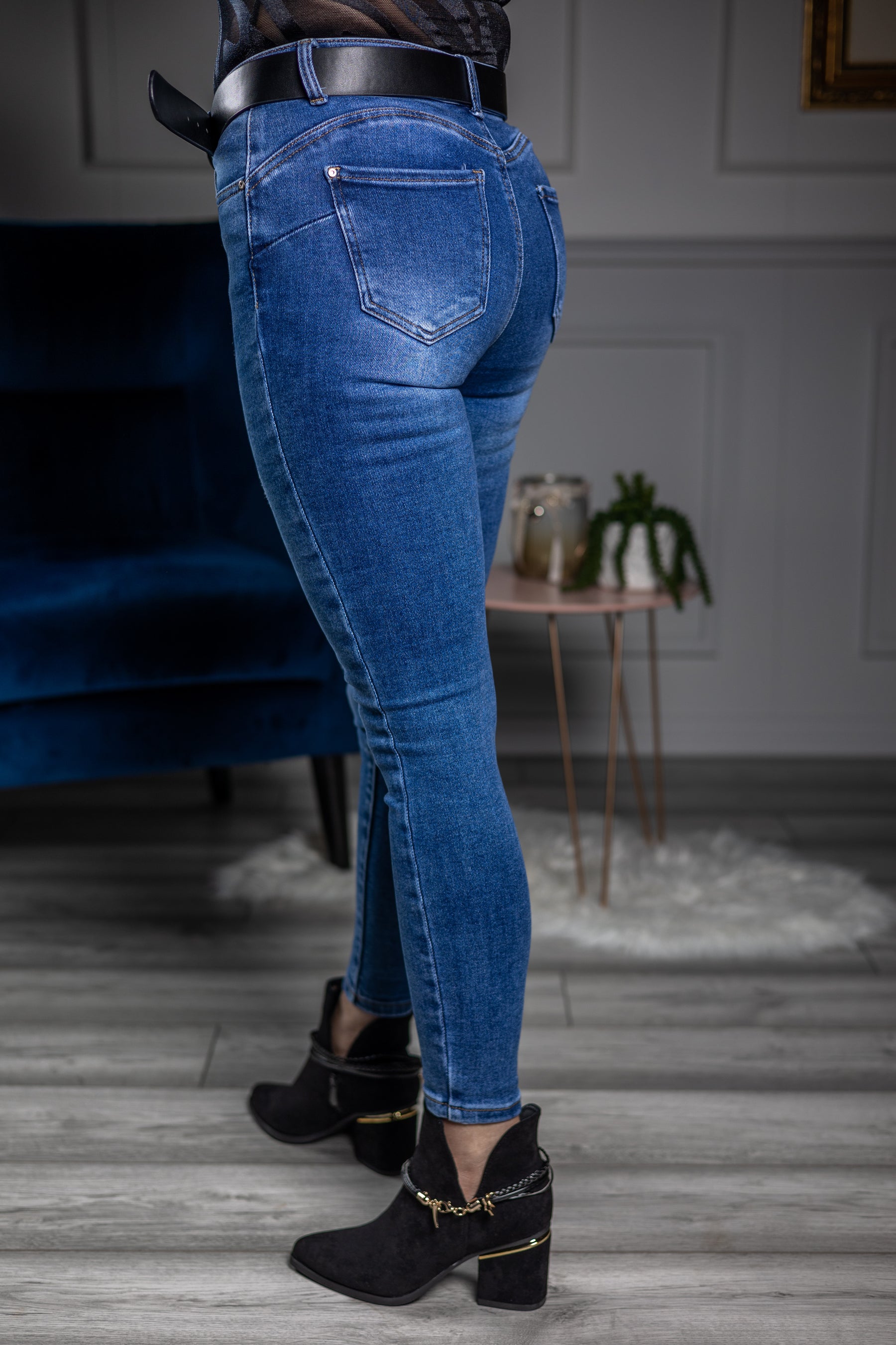 Chain Detail Skinny Jeans Msara Blue