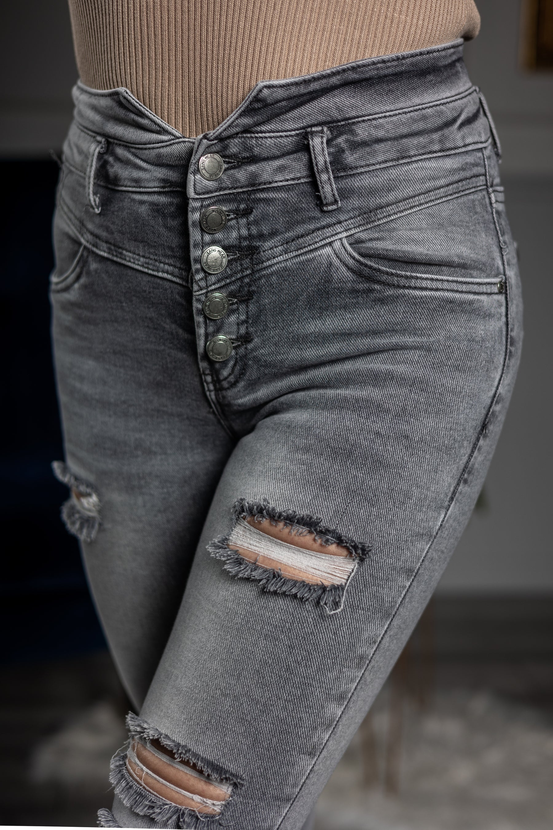 Ripped Stretchy Jeans Milano Grey