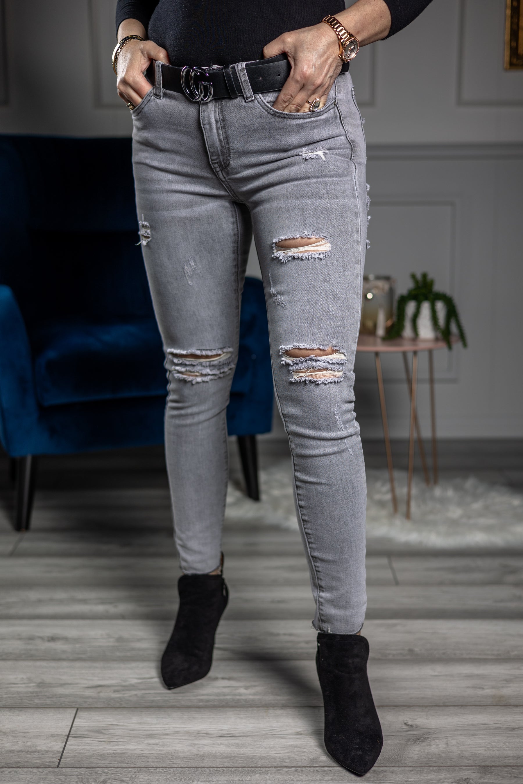 Ripped Jeans Verde Grey