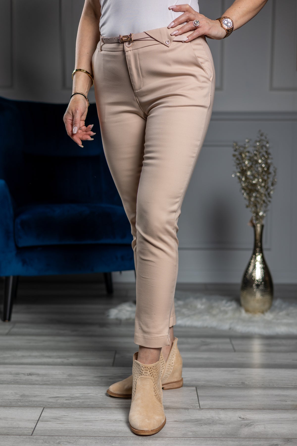 Cigarette Style Trousers Chica Beige