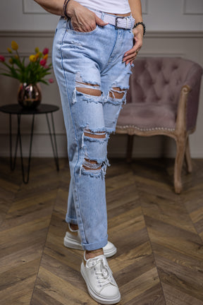 Ripped Mom Fit Jeans Paradise Light Blue