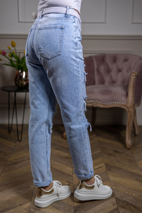 Ripped Mom Fit Jeans Paradise Light Blue