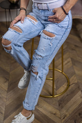 Ripped Mom Fit Jeans Paradise Light Blue