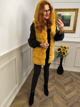 Faux Fur Hooded Longline Gilet Scotino Yellow