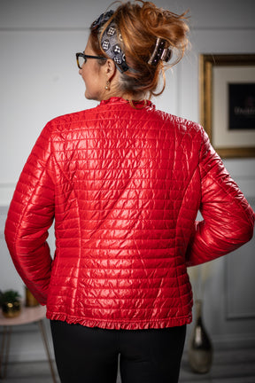 Quilted Short Jacket Sky Red