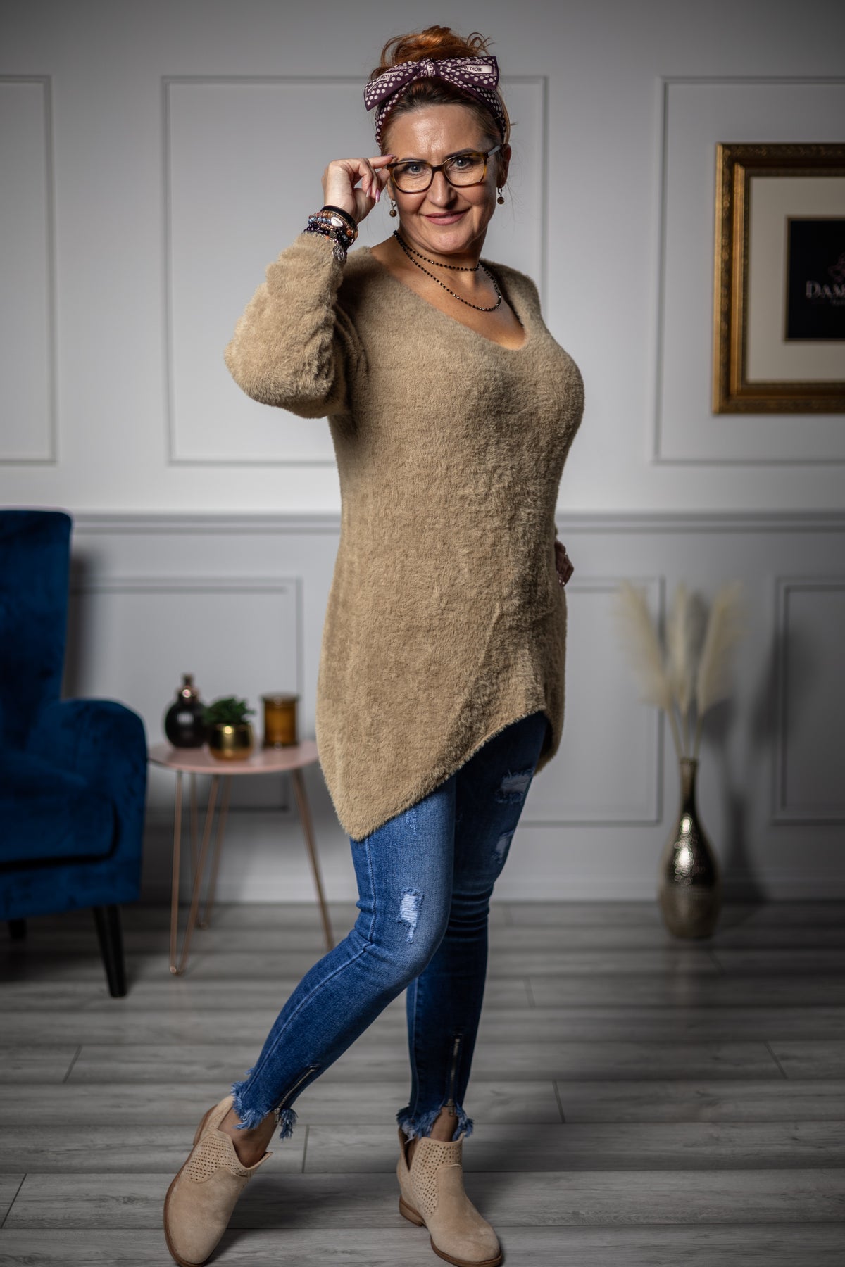 Alpaca Style Jumper Triangle Camel