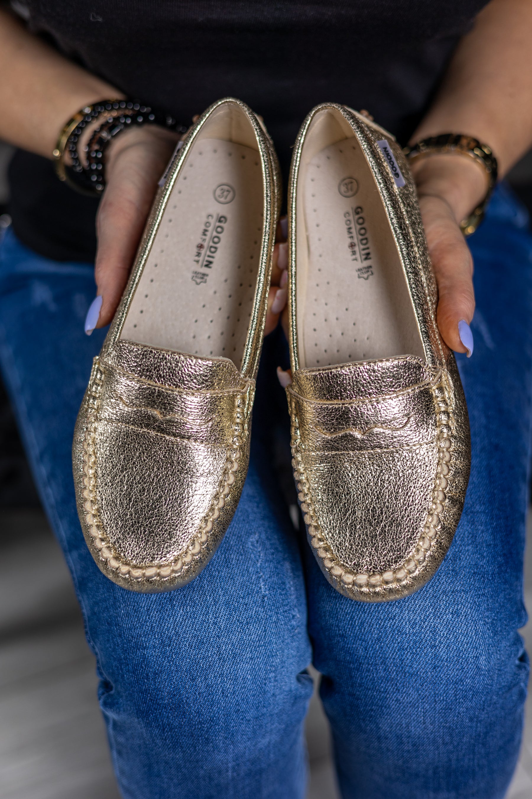 Metalic Gold Loafer Ralph Gold