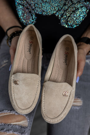 Faux Suede Loafers Carino Beige