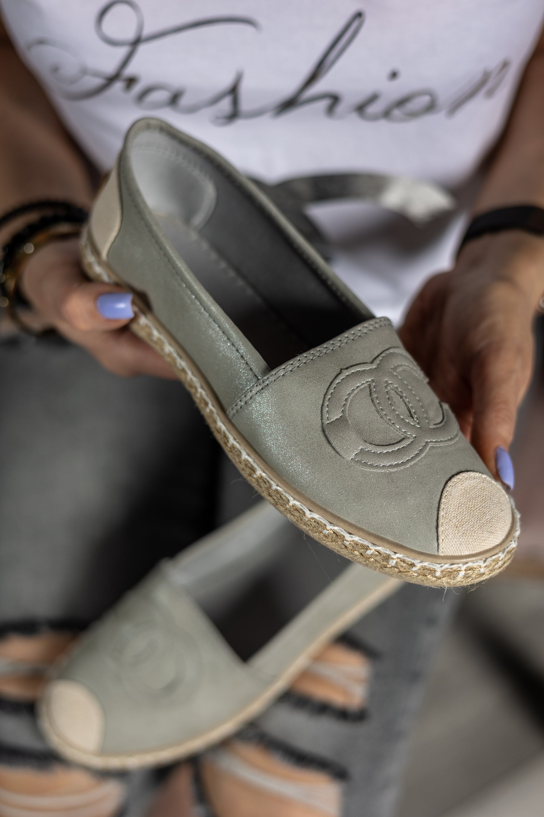 Glitter Touch Espadrille Carino Grey