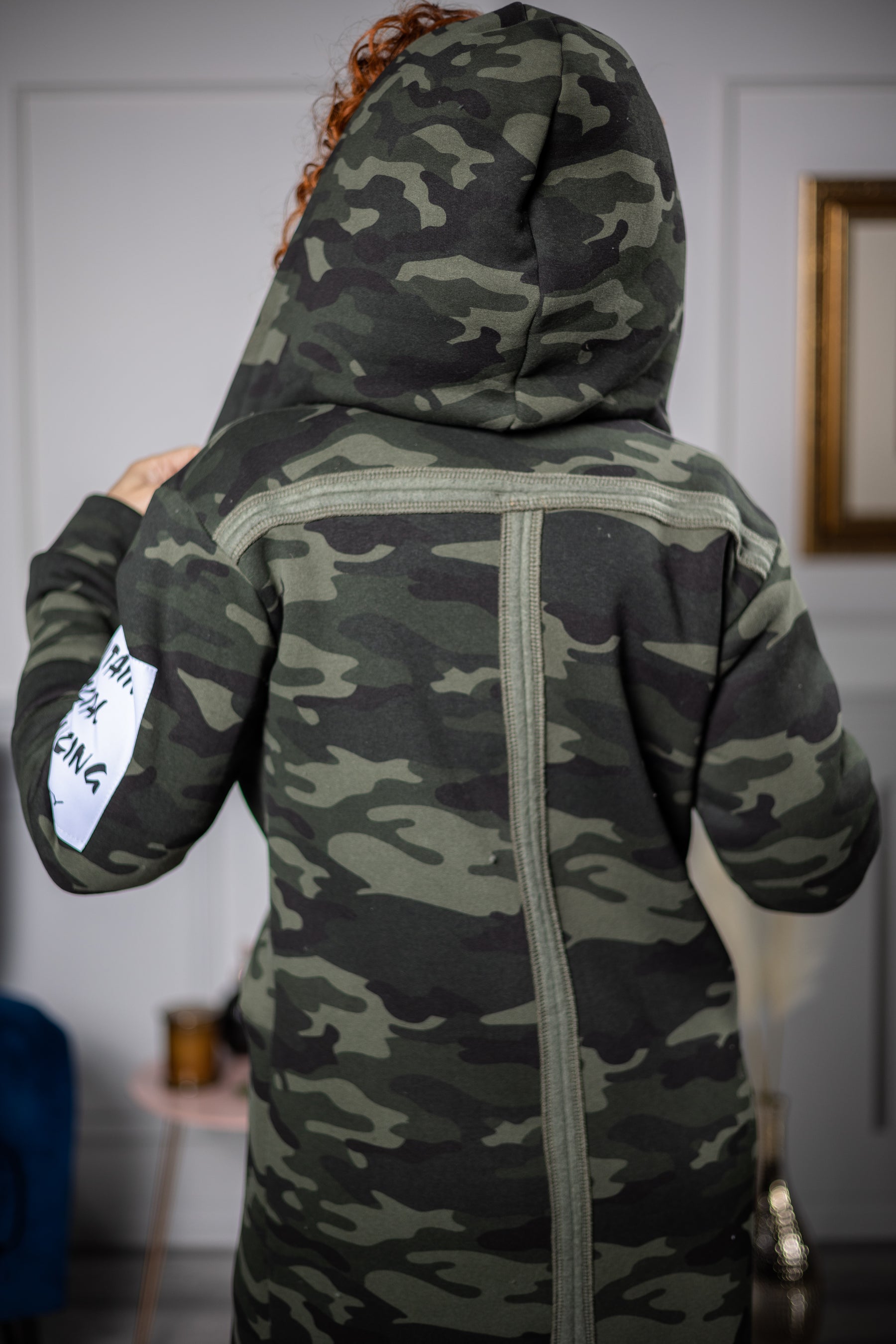 Longline Hooded Sweatshirt Cube Camo