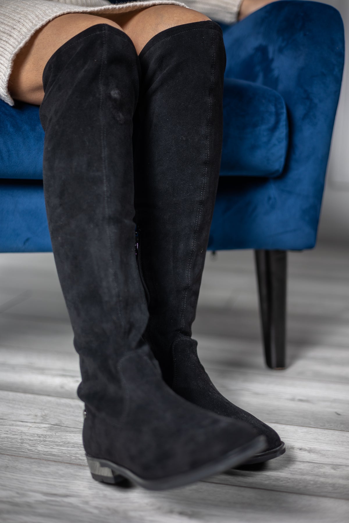 Faux Suede Knee Boots Nadi Black
