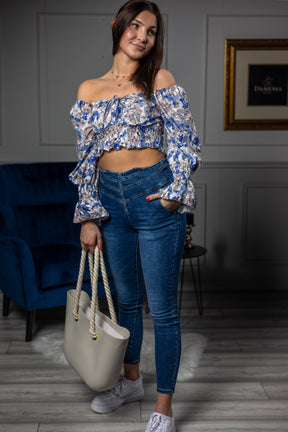 Flared Sleeves Blouse Melania Blue