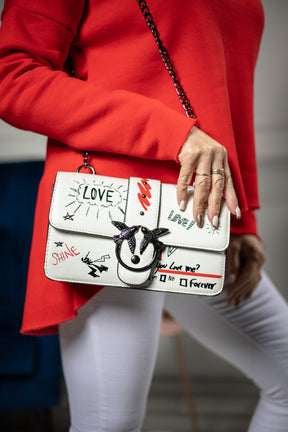 Clutch Bag Love Graffiti White