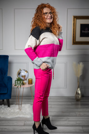 Knitted Striped Jumper Pinky