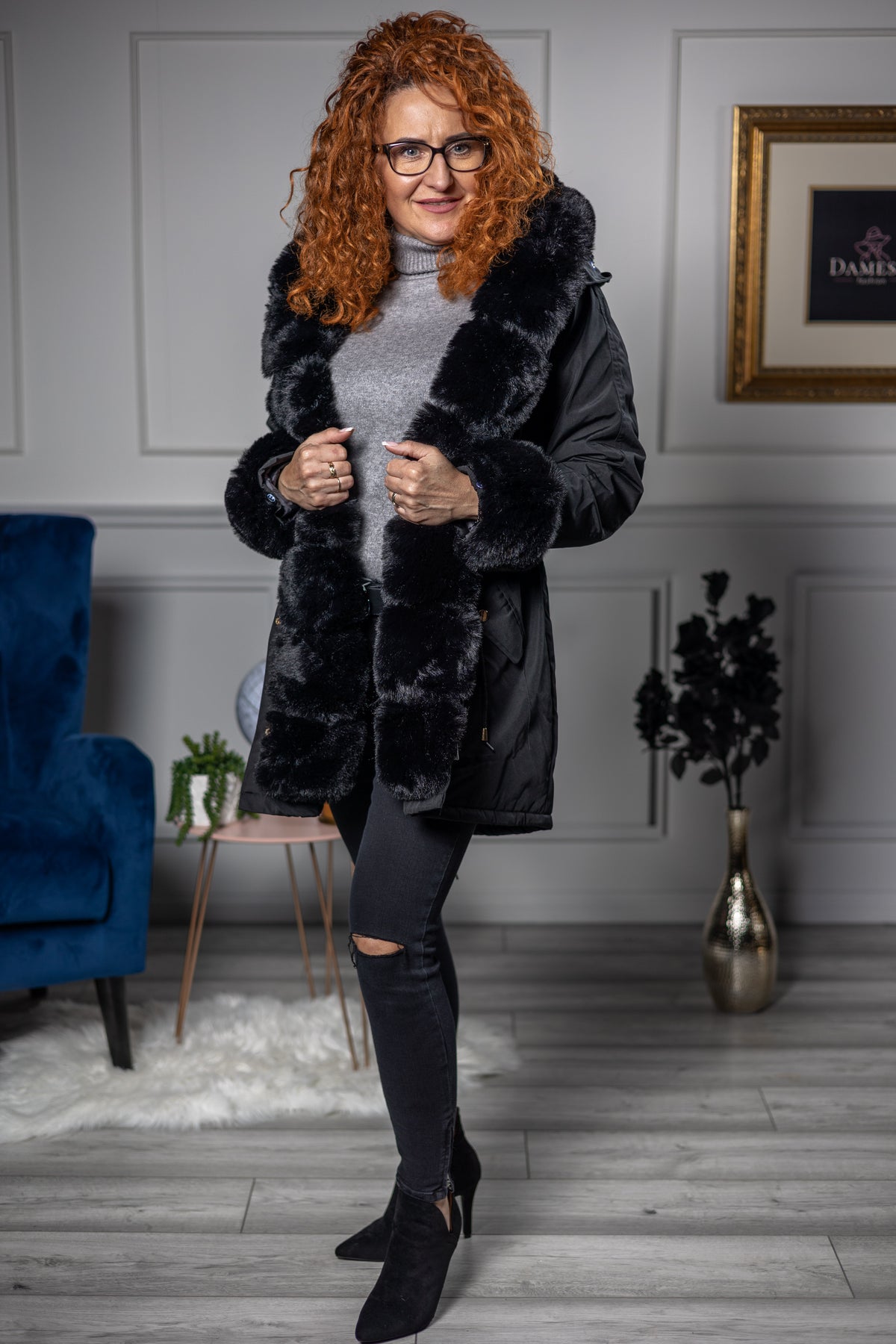 Hooded Parka Coat Bella Black