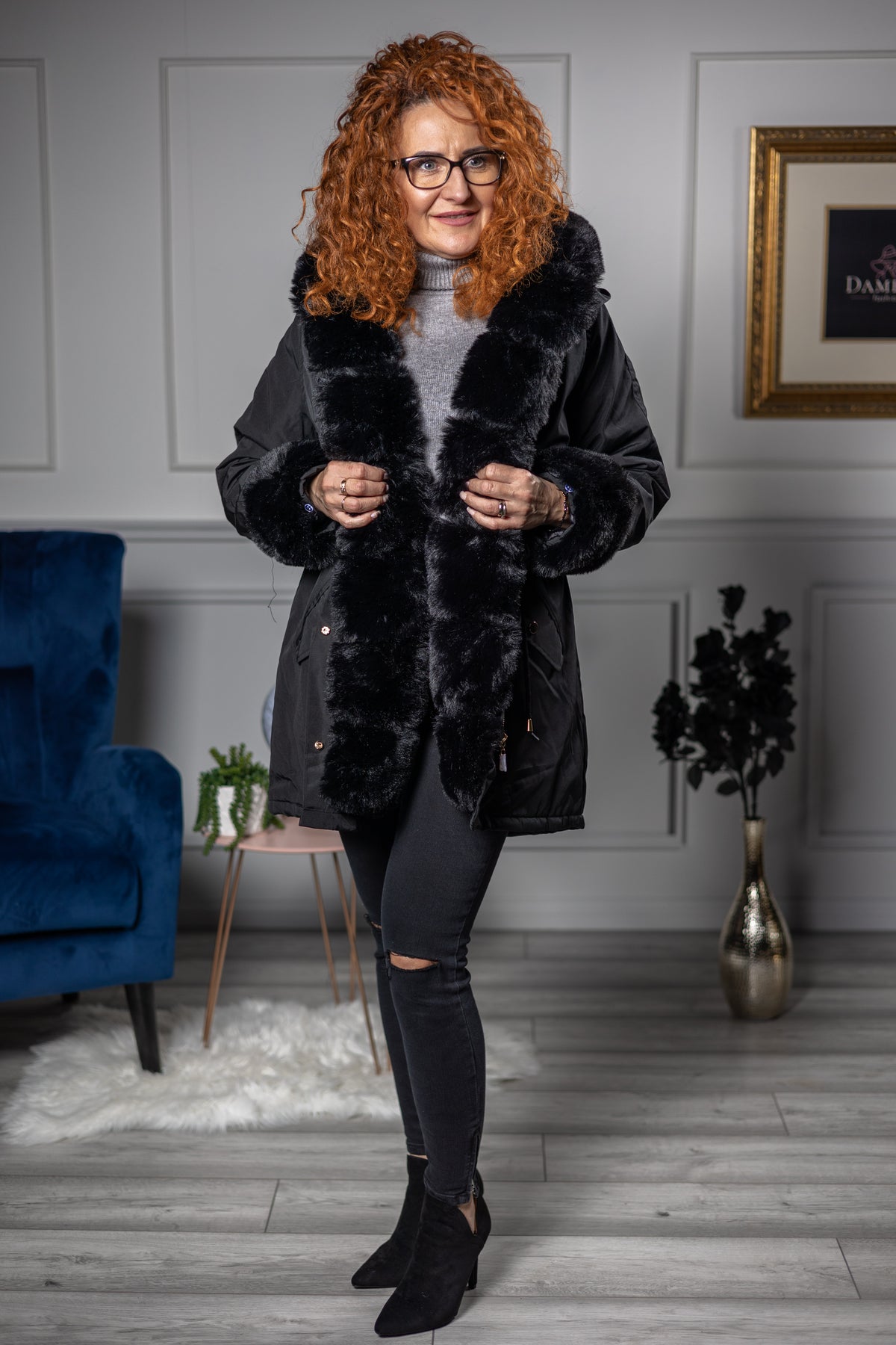 Hooded Parka Coat Bella Black