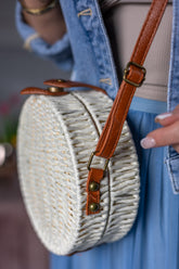 Circle Straw Handbag Mila White