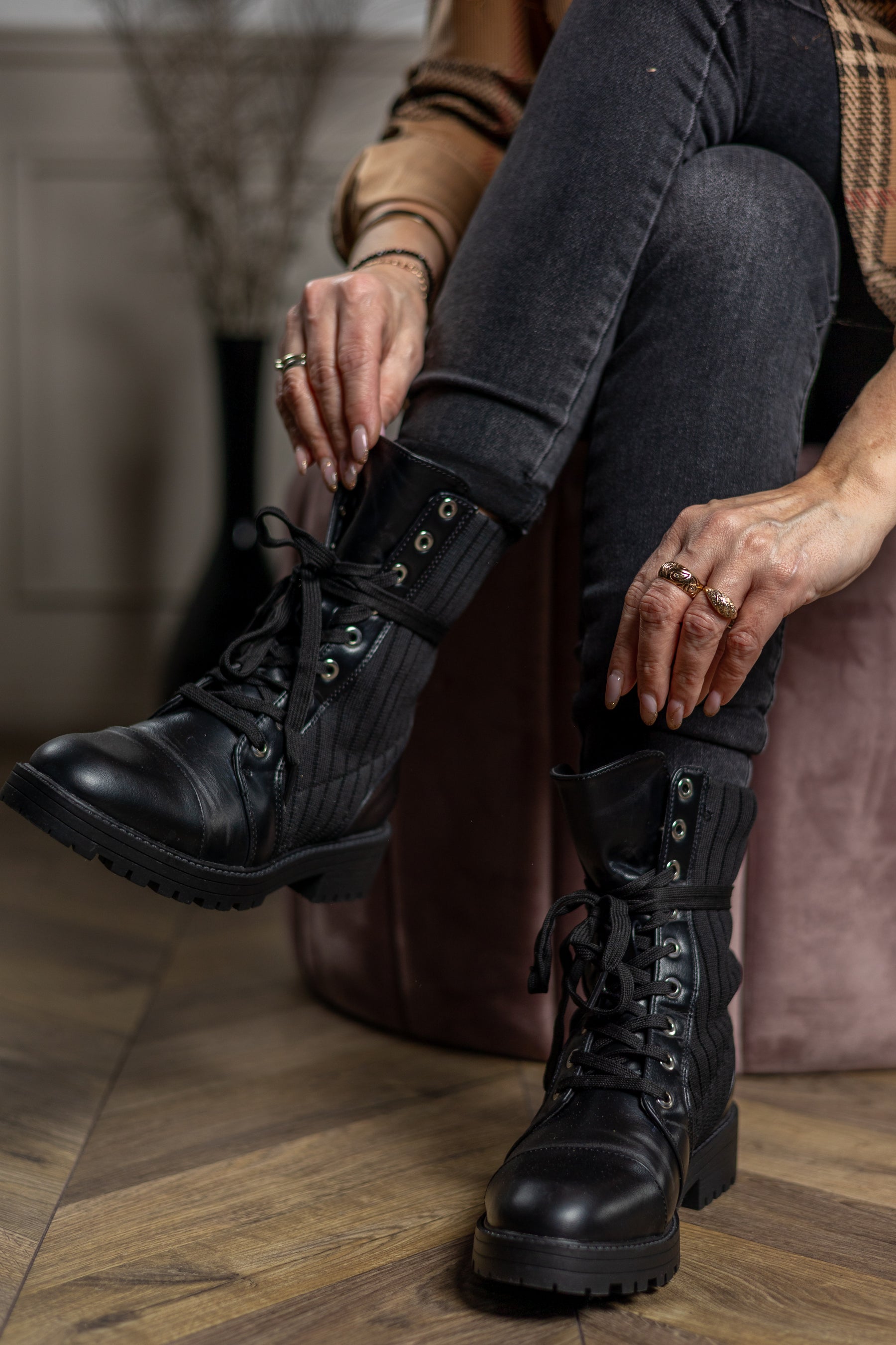 Sock Lace-up Worker Boots Montana Black