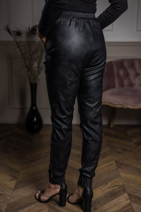 Faux Leather Jogger Trousers Gloria Black