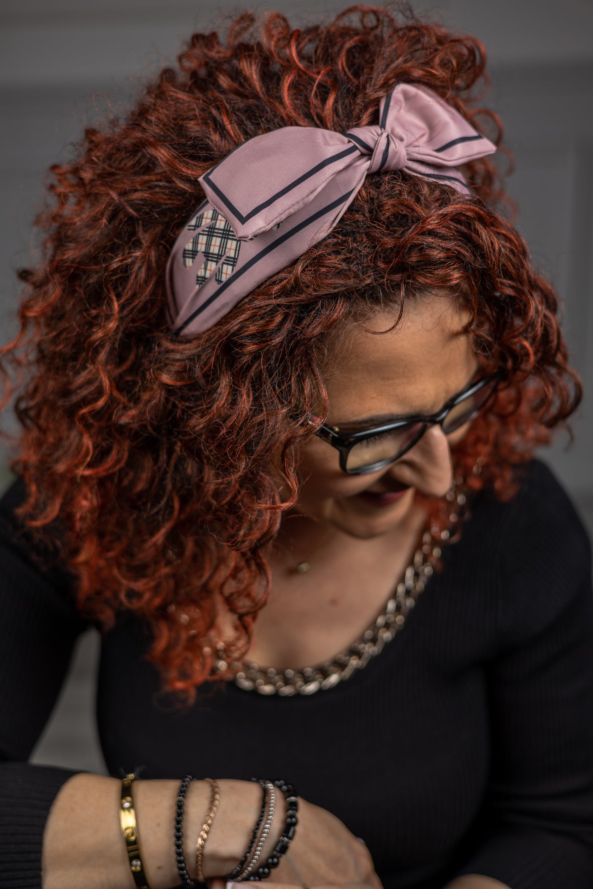 Silky Bow Headband Milly Pink