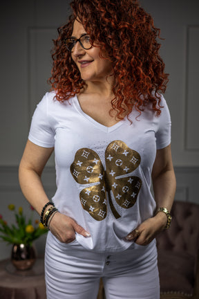 Cotton T-shirt Shamrock White